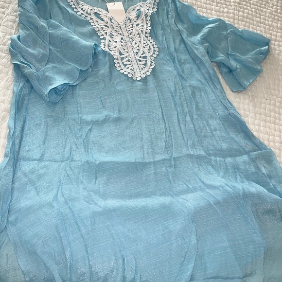 Light Blue Light Weight Gauzy Bathing Suit Cover Up,  Lg NWT - Picture 7 of 8